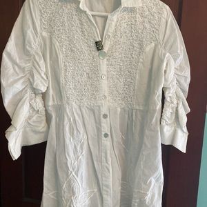 Ladies White 100 percent Cotton Blouse